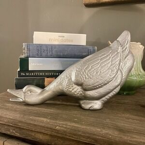 Vintage Cast Iron Goose Doorstop 12" Long Farmhouse Cottagecore